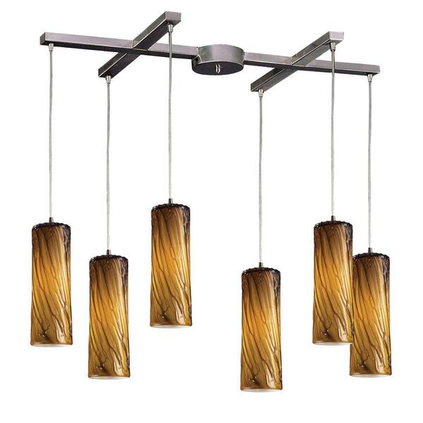 Titan Lighting Maple 6-Light Satin Nickel Ceiling Mount Pendant