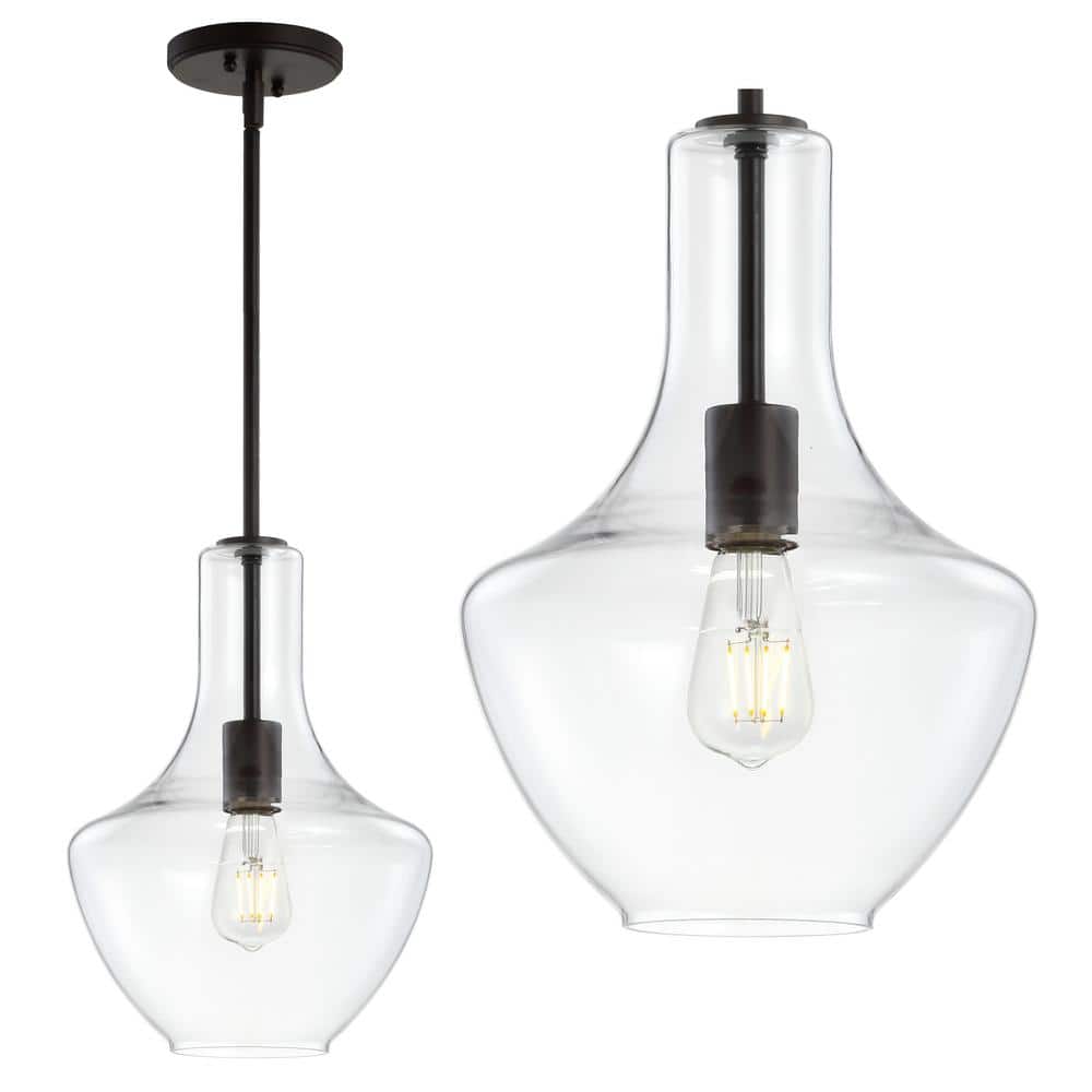 Watts 10.5" Clear Glass and Bronze LED Pendant Light