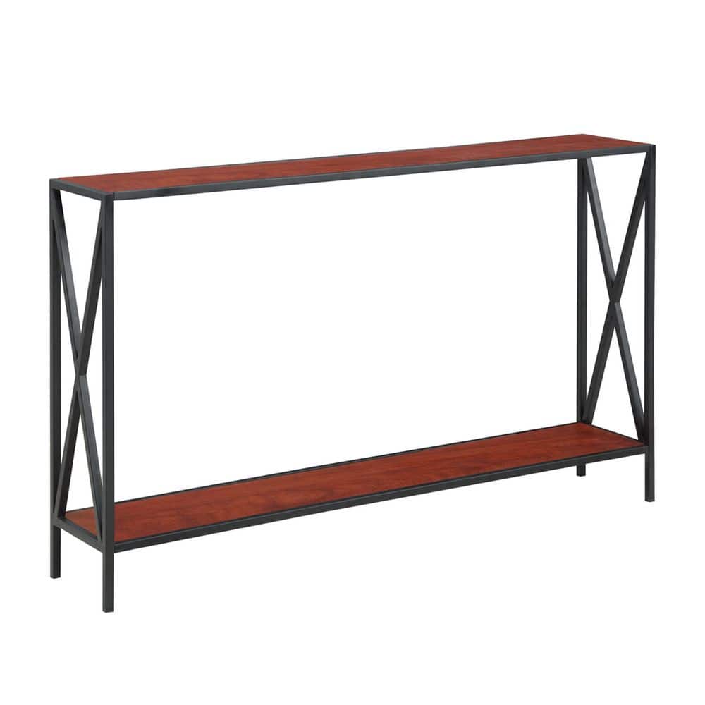 Tucson Modern Cherry & Black Console Table with Storage Shelf
