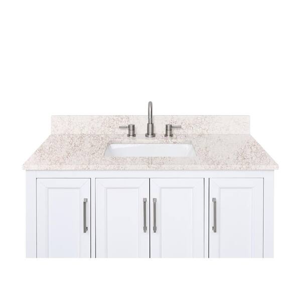 Avanity 43-in White Quartz Bathroom Vanity Top Avanity 43-in White Quartz Bathroom Vanity Top