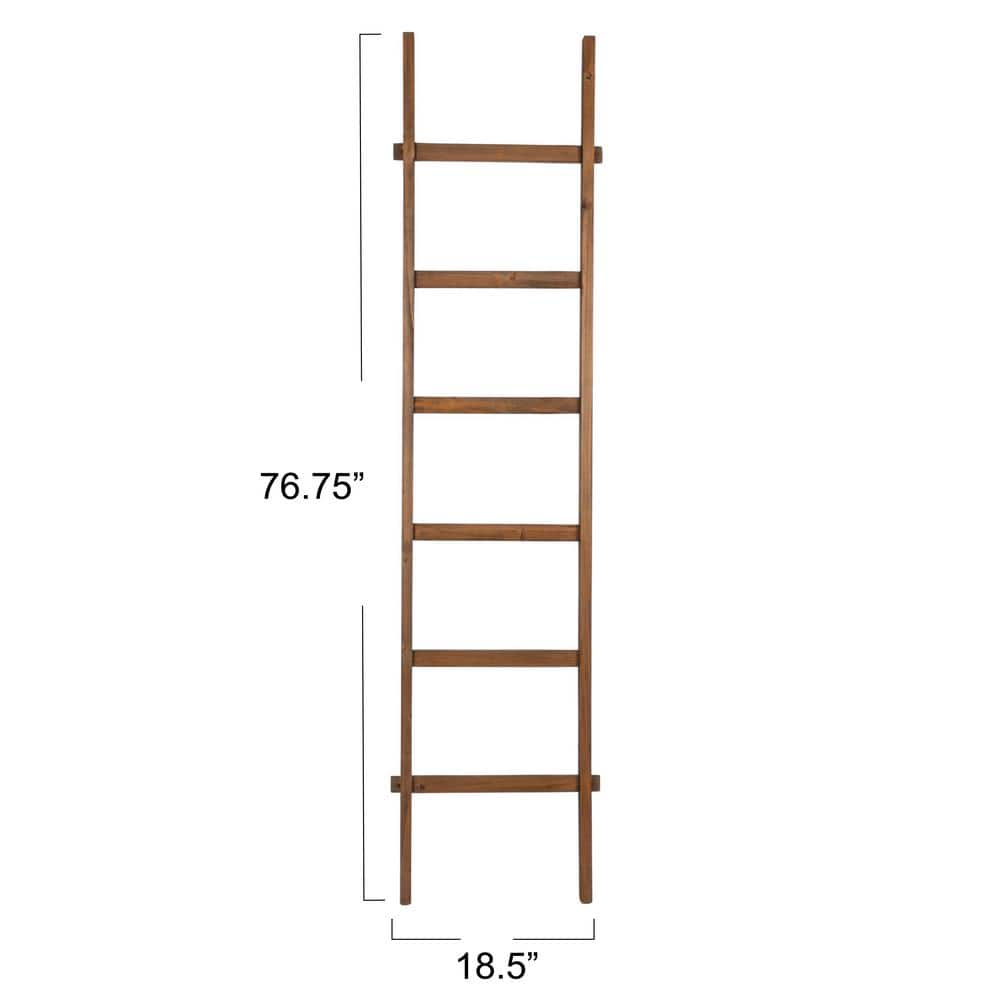 Rustic Natural Wood Decorative Ladder with 6 Rungs
