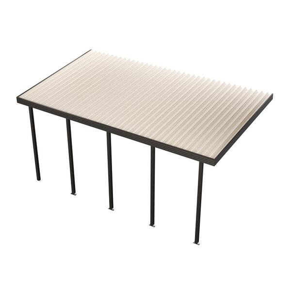 Integra 30 ft. x 14 ft. Dark Bronze Aluminum Frame Ivory Roof Patio Cover, 10 lbs. Snow Load