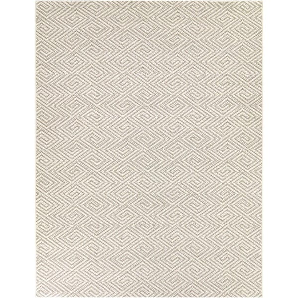 Cream 8 ft. x 10 ft. Concentric Tiles Indoor/Outdoor Area Rug