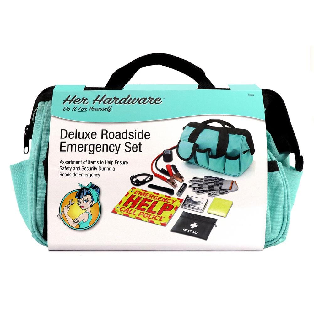 HER HARDWARE Deluxe Roadside Emergency Set Aqua 38203 - The Home Depot