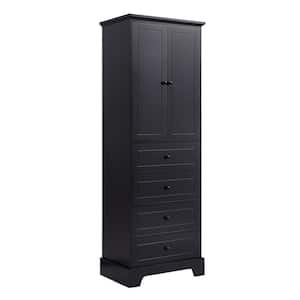 23.6 in. W x 68.1 in. H x 15.7 in. D Black Over The Toilet Storage with Drawers and Doors