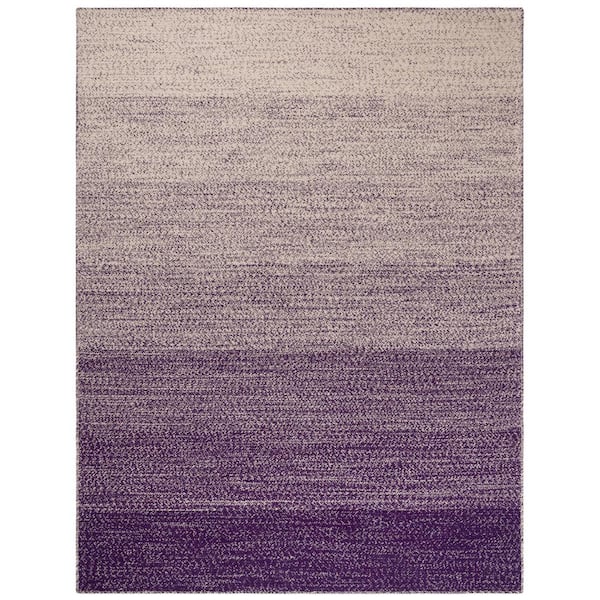 SAFAVIEH Natural Fiber Ivory/Purple 8 ft. x 10 ft. Gradient Woven Area Rug