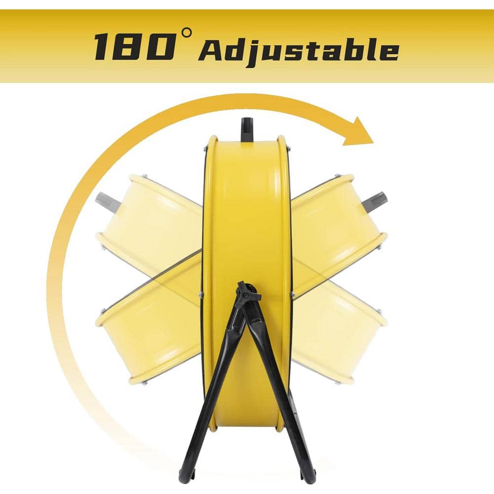 24-Inch Yellow and Black High Velocity Drum Fan with Steel Housing