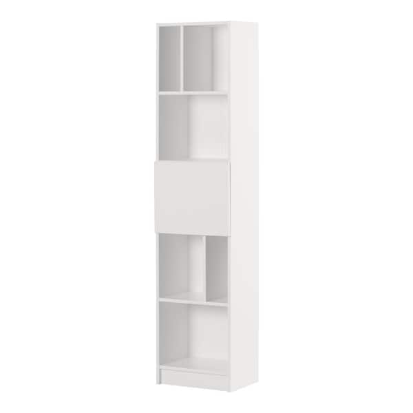 South Shore Olea Pure White 71.5 in. Accent Cabinet Office Storage with 7-Shelf Bookcase