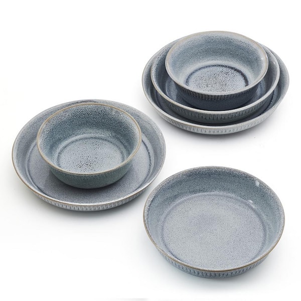 Pfaltzgraff 6-Piece Smoke Amara Gray Dinnerware Bowl Set, Stoneware