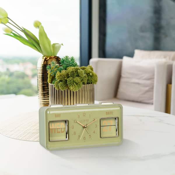 La Crosse Clock Daily Flip Green Tabletop Alarm Clock with