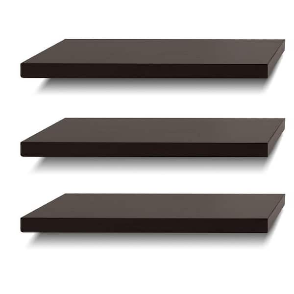 Cubilan 6.7 in. x 17 in. x 1 in. Espresso Solid Wood Decorative Wall Shelves Floating Shelves