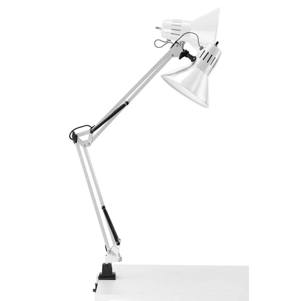 ErgoFlex White Metal 36" Swing Arm LED Desk Lamp with Clamp