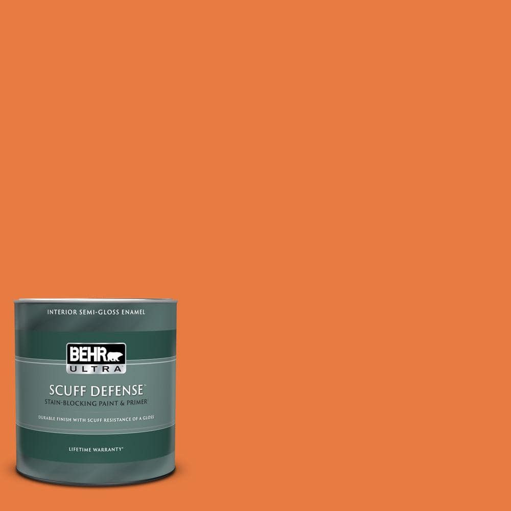 BEHR ULTRA 1 qt. #S-G-250 Solar Flare Extra Durable Semi-Gloss Enamel  Interior Paint & Primer 375304 - The Home Depot