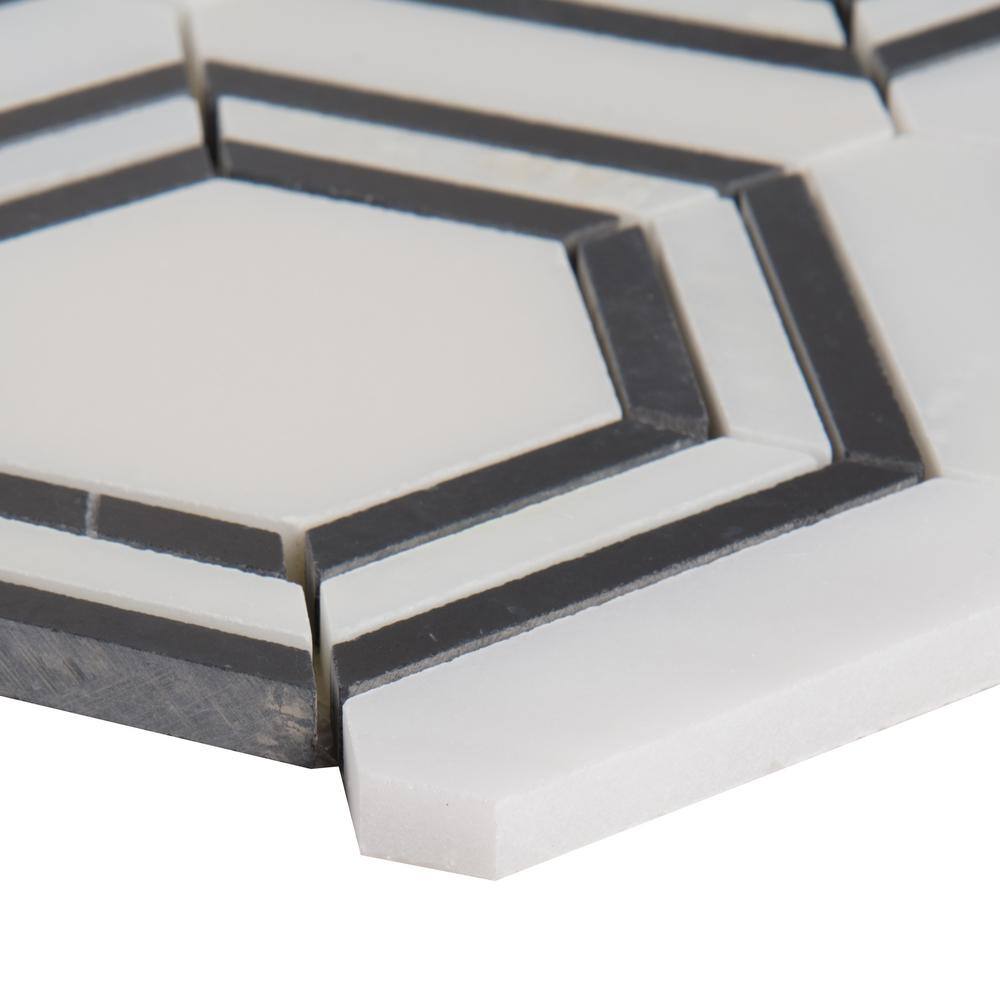 Bianco Hexagon Polished Marble Mosaic Tile Sheet