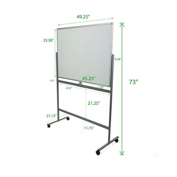 Magnetic Mobile White Board 48 x 32 inch Big Double Sided Dry Erase Board Rolling Wheels Standing Whiteboard Flip Portable Display with Tray 