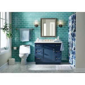 Lincoln 42 in. W x 22 in. D x 34 in. H Single Sink Bath Vanity in Midnight Blue with White Engineered Stone Top