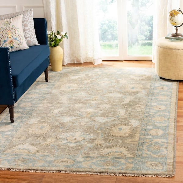 Oushak 6 ft. x 9 ft. Brown/Blue Oriental Area Rug