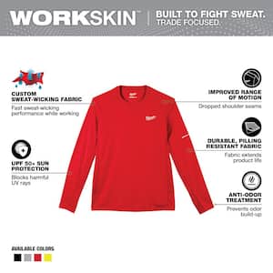 Men's WORKSKIN 2X-Large Red Lightweight Performance Long-Sleeve T-Shirt