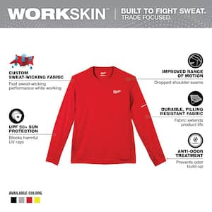 Men's WORKSKIN Large Red Lightweight Performance Long-Sleeve T-Shirt