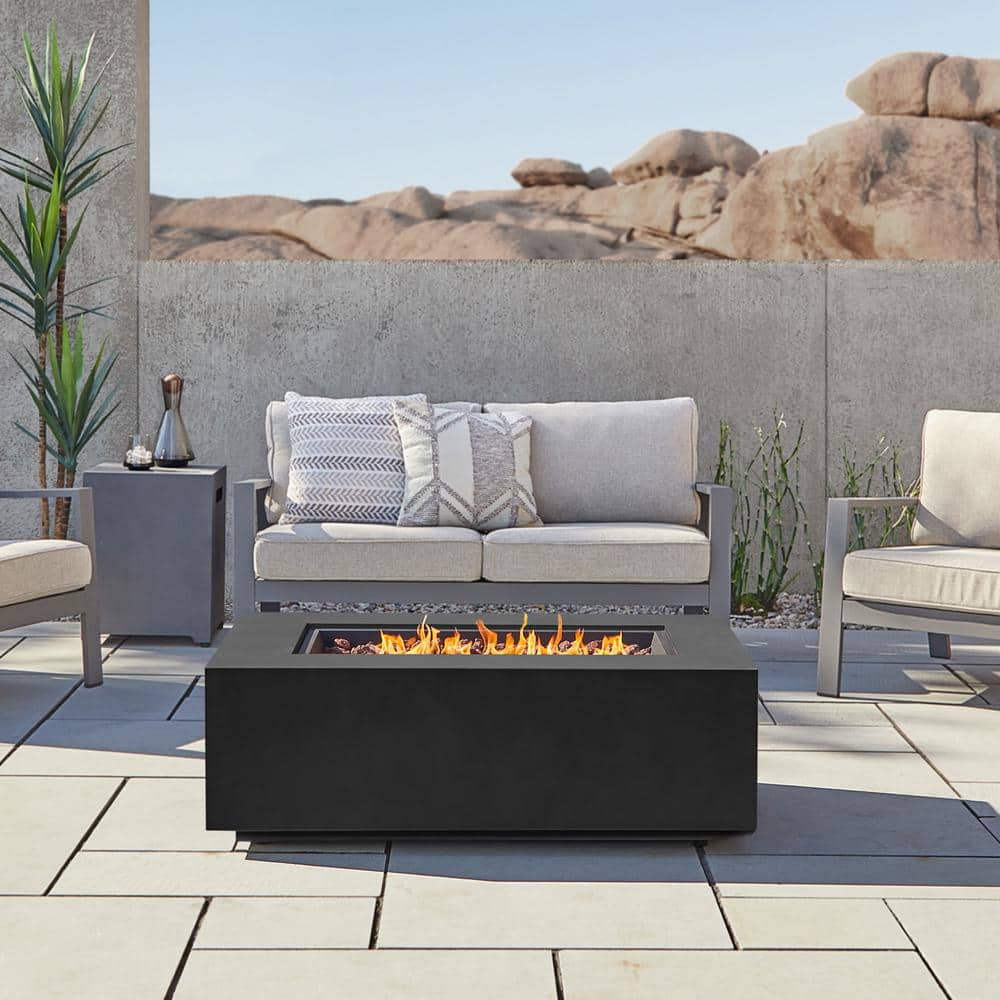 Aegean 50" Black Powder-Coated Steel Gas Fire Pit Table