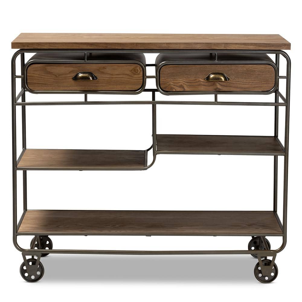 Grant Oak Brown and Black Kitchen Cart - thumbnail 7