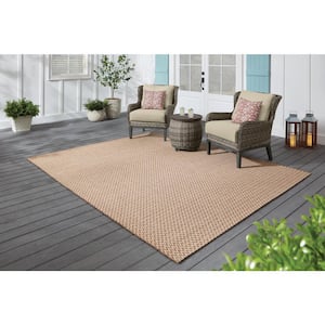 Taupe 8 ft. x 10 ft. Solid Indoor/Outdoor Patio Area Rug