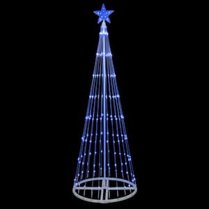 72 in. Christmas Blue LED Animated Lightshow Cone Tree with 202 Lights and Star Topper