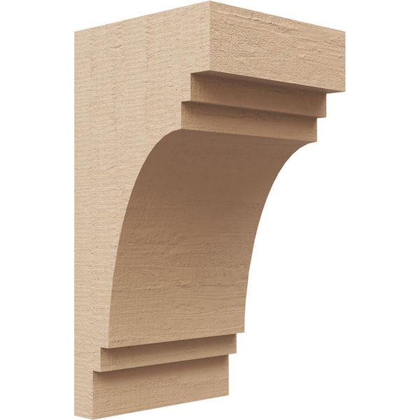 Ekena Millwork 4 in. x 8 in. x 4 in. Series 2 Wide Pescadero Rough Cedar Woodgrain Timberthane Polyurethane Corbel, Primed Tan