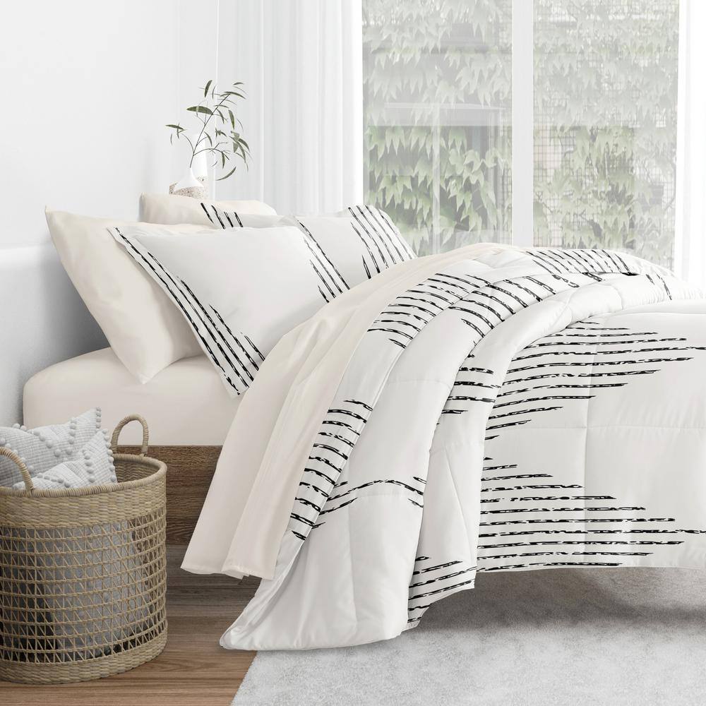 Twin Gray and White Microfiber Diamond Stripe Bedding Set
