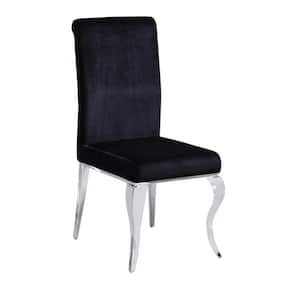 Calista Black Velvet Stainless Steel Side Chairs (Set of 2)
