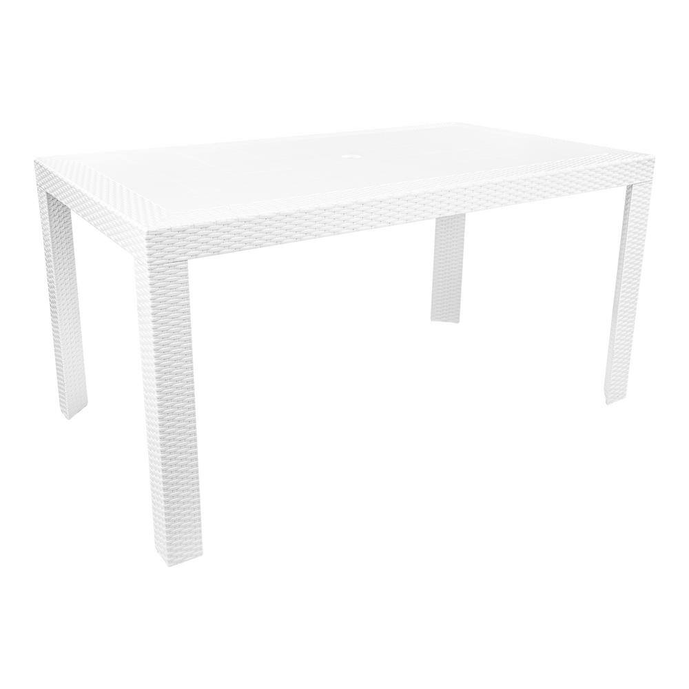 Leisuremod Mace White Rectangle Plastic Outdoor Dining Table MT55W The Home Depot