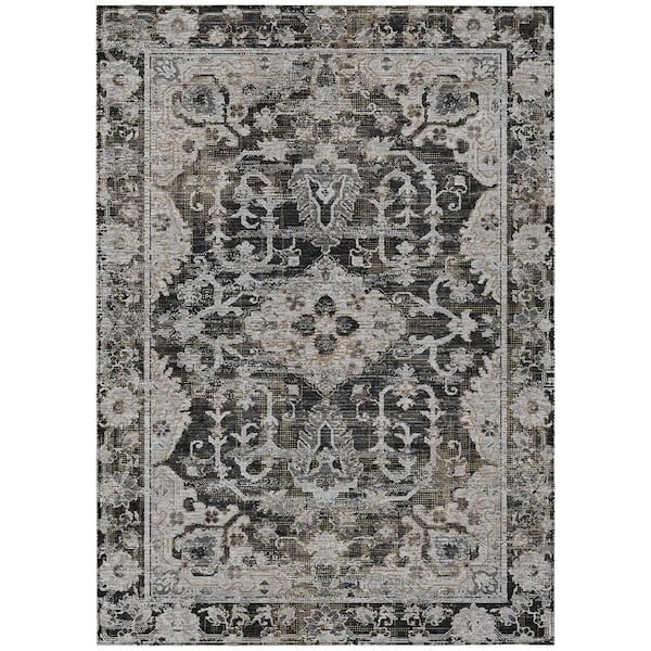Chantille Machine Washable Indoor/Outdoor Abstract ACN3160 Black 3 ft. x 5 ft. Area Rug