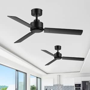 Bartholomew II 48 in. Indoor 6 Fan Speeds Ceiling Fan in Black with 2 Pack with Remote Control Included