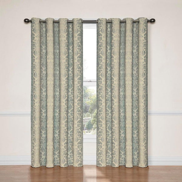 Eclipse Smokey Blue Medallion Thermal Blackout Curtain - 52 in. W x 63 in. L