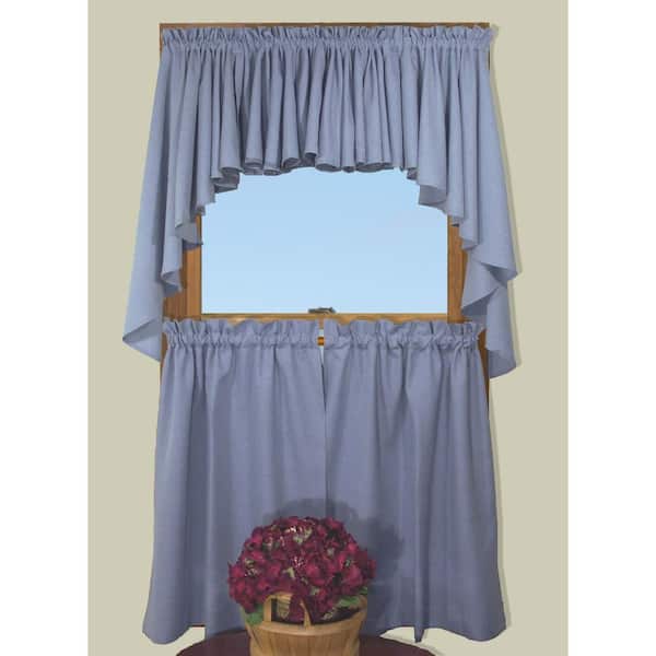 RICARDO Cornflower Blue Solid Rod Pocket Room Darkening Curtain - 57 in. W x 36 in. L (Set of 2)