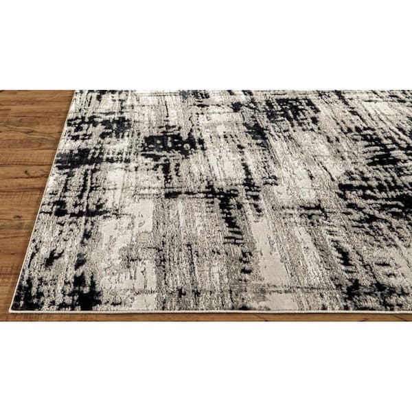4 x 6 Black, Gray, White Solid Color Area Rug