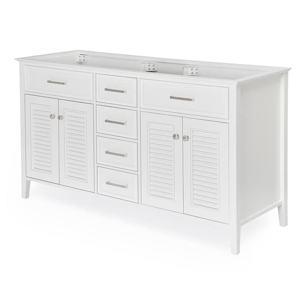 ARIEL Kensington 60 in. W x 21.5 in. D x 34.5 in. H Freestanding Bath Vanity Cabinet Only in White
