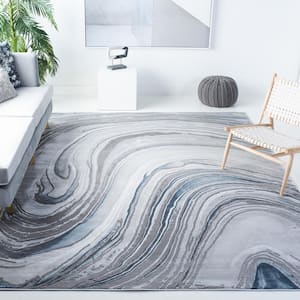Craft Gray/Blue 8 ft. x 10 ft. Marbled Abstract Area Rug