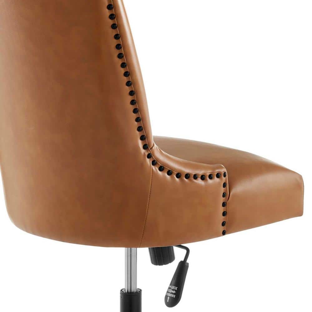 Empower Tufted Vegan Leather Swivel Office Chair in Black Tan