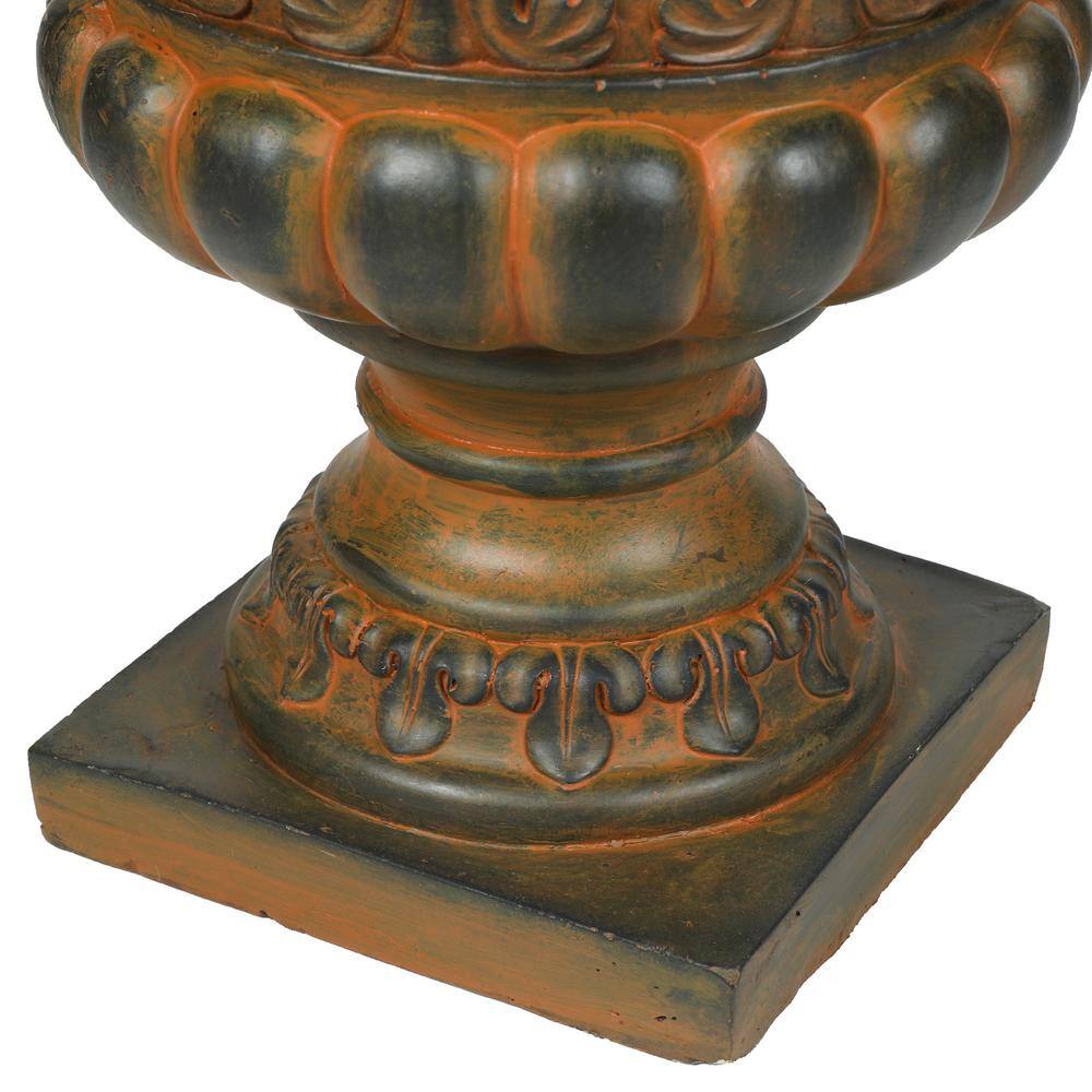 Classic Weathered Brown 18" MgO Urn Planter for Outdoor Elegance