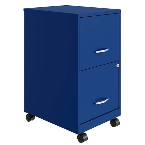 Space Solutions 18 in. Wide 2-Drawer Mobile Organizer Cabinet for Office, Blue