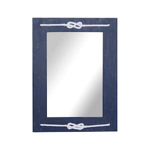 31 in. x 23 in. Rectangle Framed Blue Wall Mirror with Knot Detailing