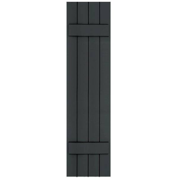 Winworks Wood Composite 15 in. x 62 in. Board & Batten Shutters Pair #632 Black
