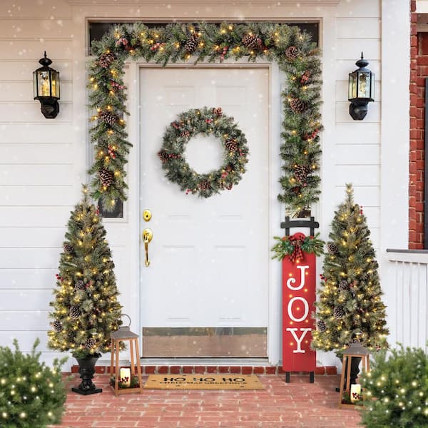 40 in. H Wooden Sleigh JOY Porch Sign Lighted