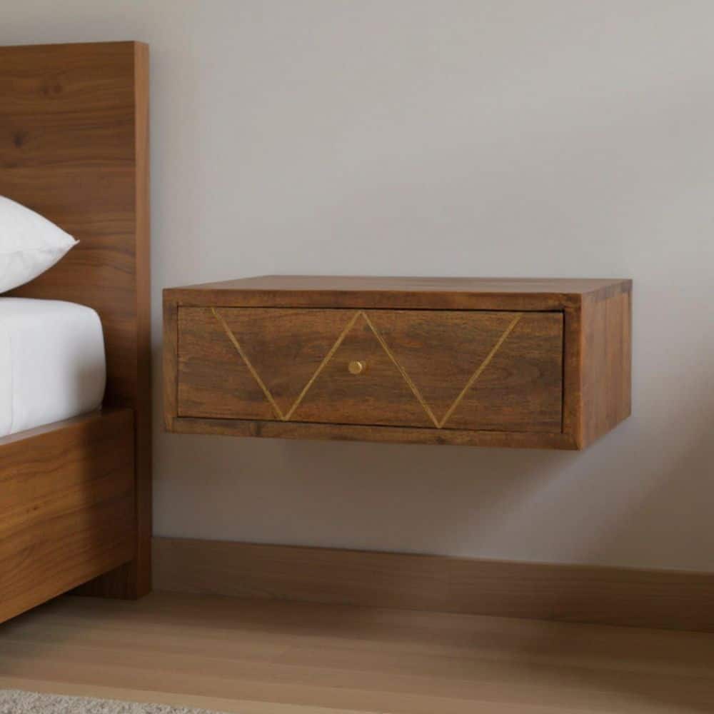 Brown 1 Drawer 17.70 in. Nightstand