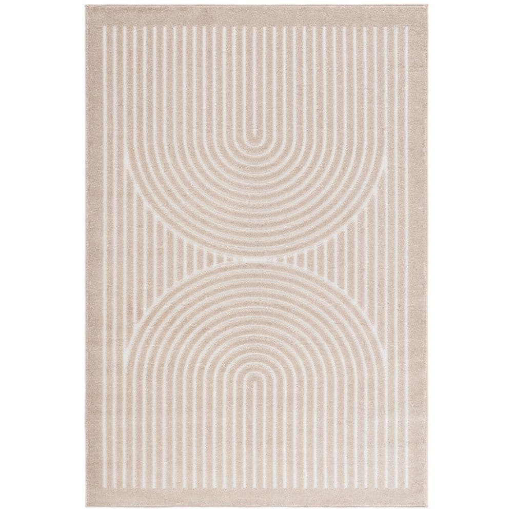 Stella Beige/Ivory 5 ft. x 8 ft. High-Low Arches Border Indoor/Outdoor Area Rug price history on PriceWatchPro