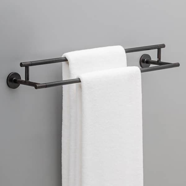 Trinsic 24 in. Double Wall Mount Towel Bar Bath Hardware Accessory in Venetian Bronze