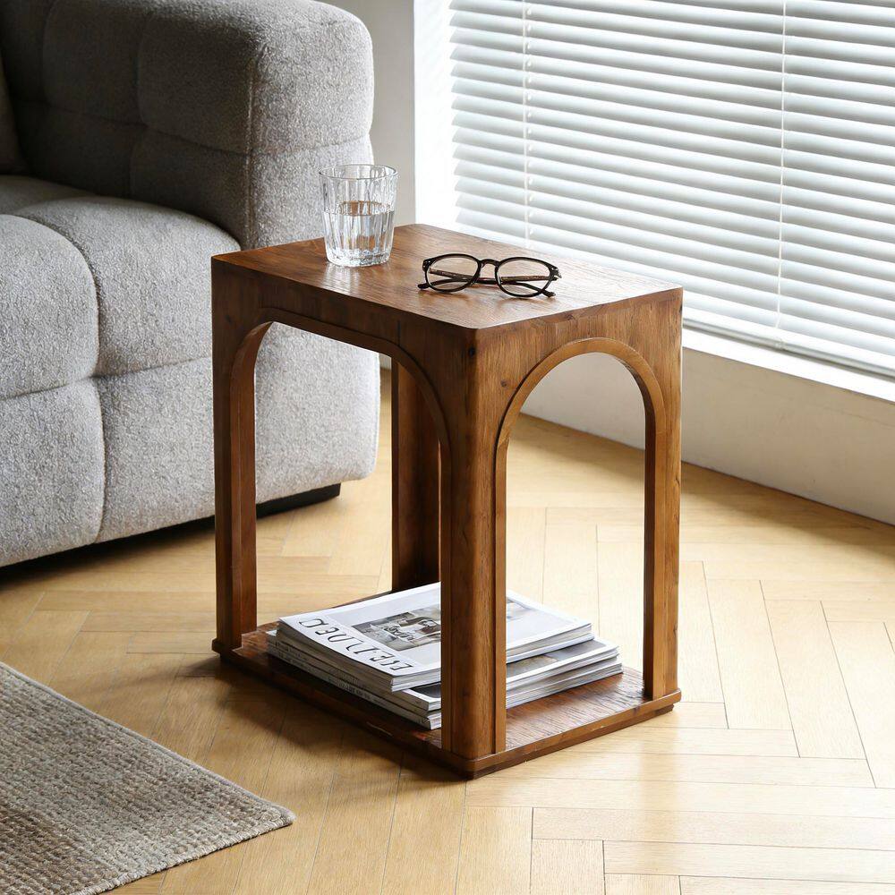 "Kerlin 25.5""W x 15.35""D x 23.62""H Brown Rectangle Solid Wood End Table Side Table for Living Room, Farmhouse End Table" price history on PriceWatchPro