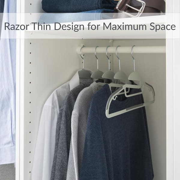 Simplify 60 Pack Velvet Skirt Hangers with Clips in Grey