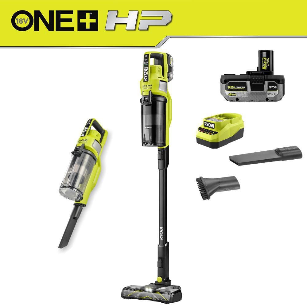 RYOBI ONE+ HP 18V Cordless Pet Stick Vacuum Cleaner Kit with 4.0 Ah HIGH PERFORMANCE Battery and Charger
